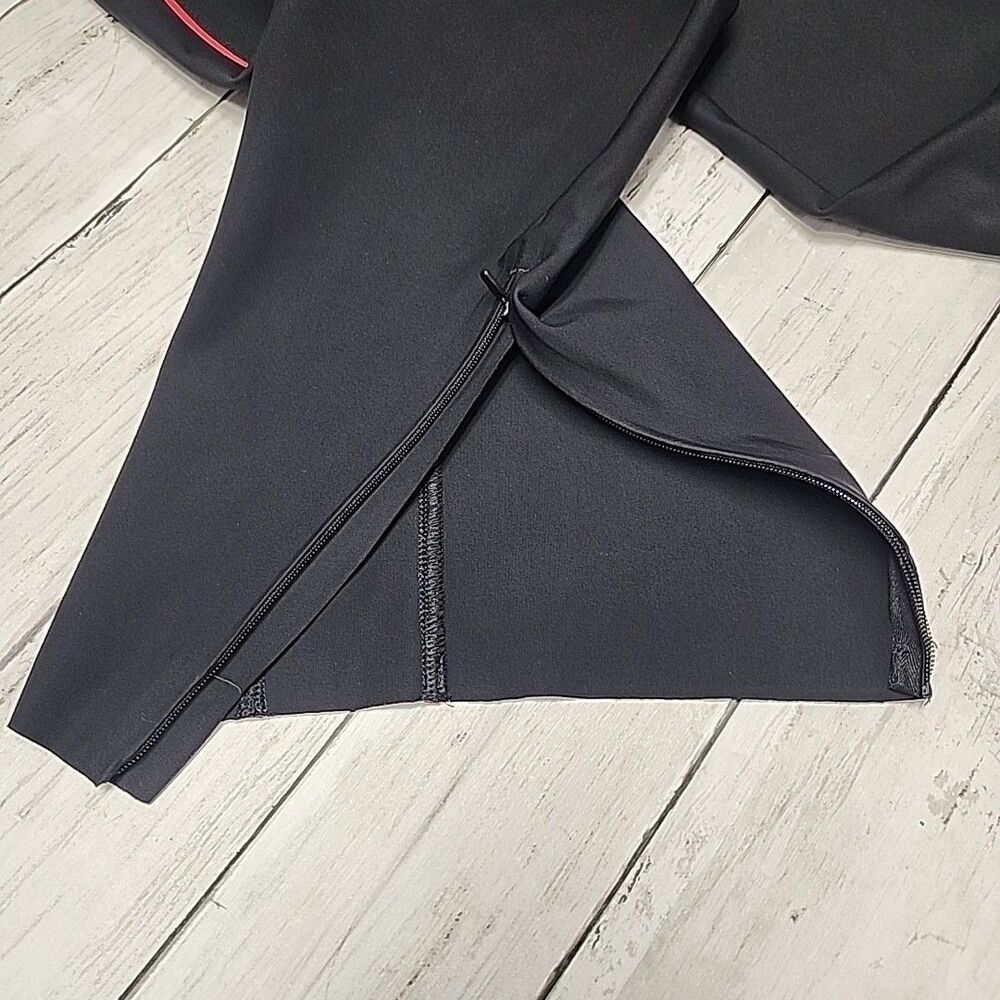 Athleta Stellar Novelty Trouser Stretchy Womens Size 6 Black Red Side Stripe Zip - Picture 12 of 13